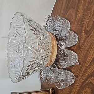 Glass punch bowl set with 10 cups